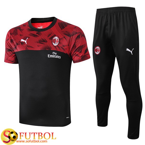 Camiseta Entrenamiento Milan AC + Pantalones Negro Roja 2019/20