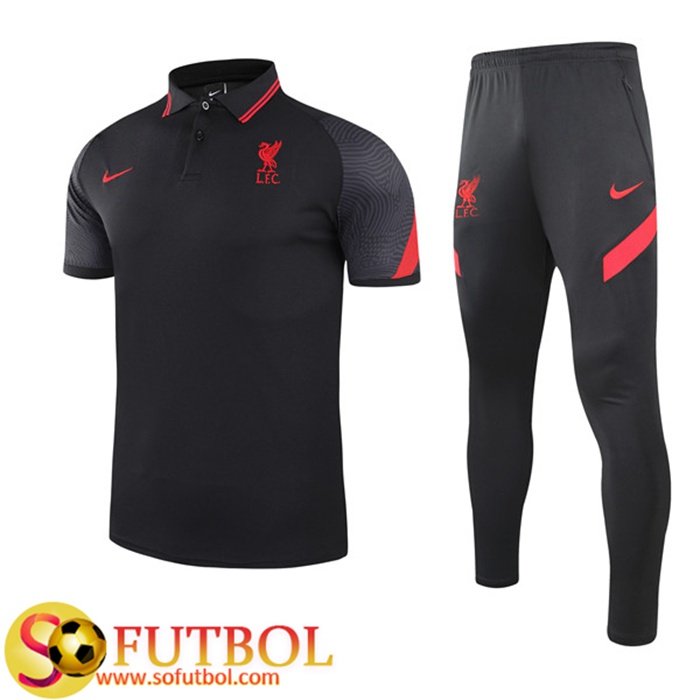 Camiseta Polo FC Liverpool + Pantalones Negro 2021/2022