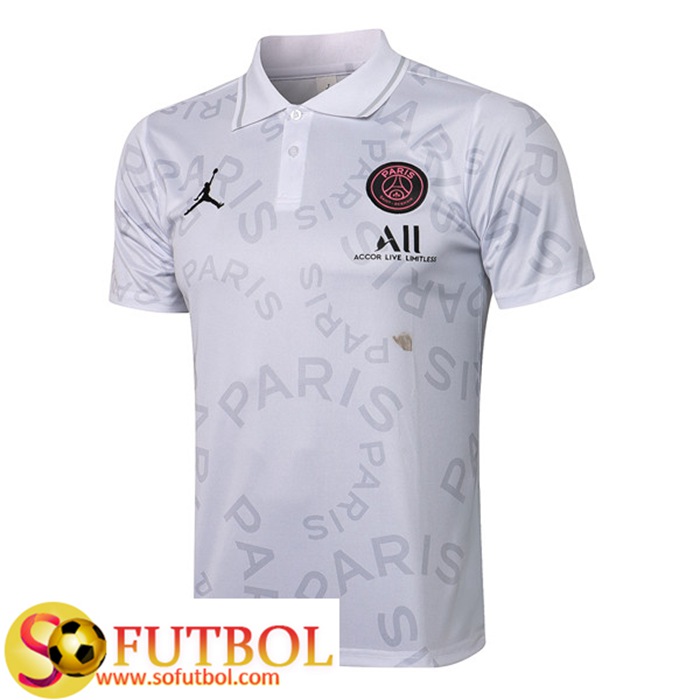 Camiseta Polo Futbol Jordan PSG Blanca 2021/2022