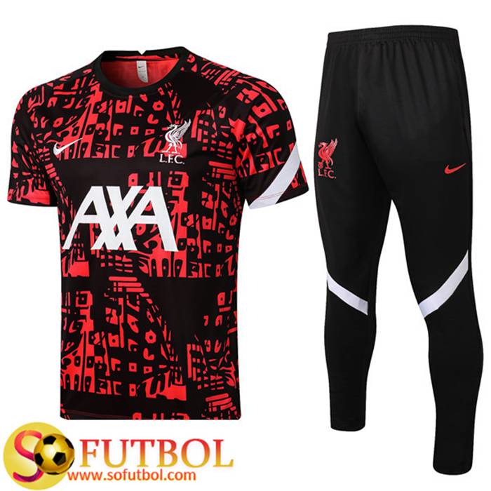Camiseta Entrenamiento FC Liverpool + Pantalones Rojo/Negro 2021/2022