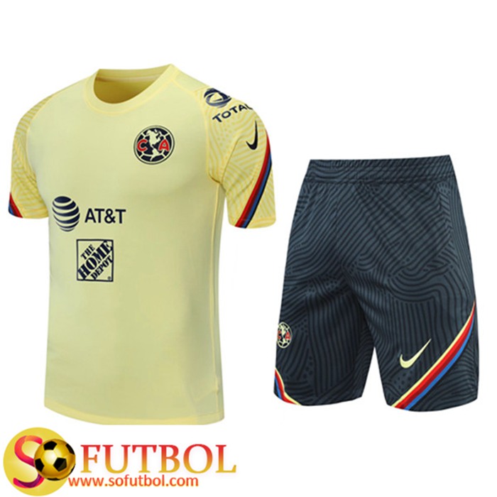 Camiseta Entrenamiento Club America + Cortos Amarillo 2021/2022