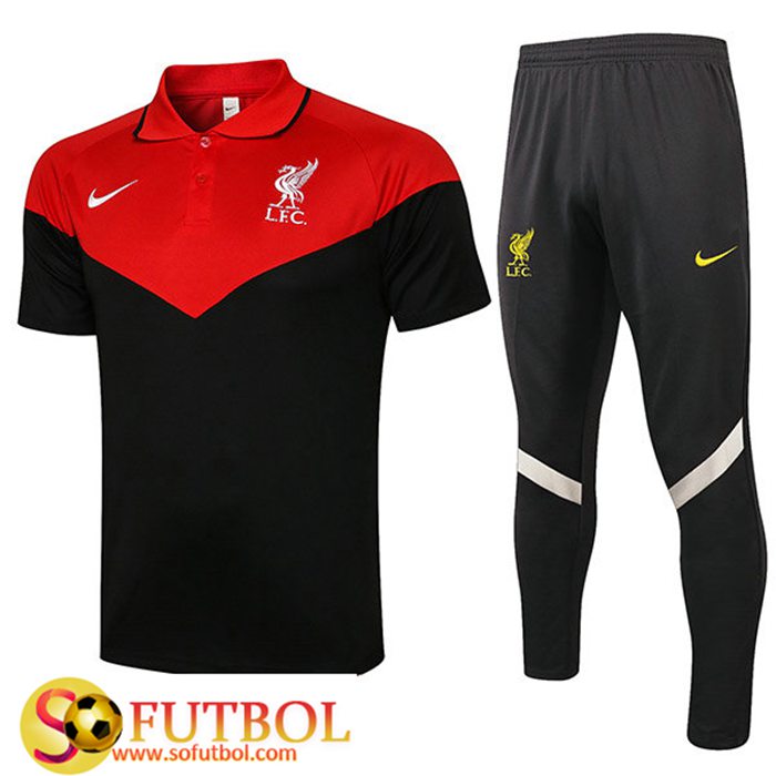 Camiseta Polo FC Liverpool + Pantalones Negro/Rojo 2021/2022