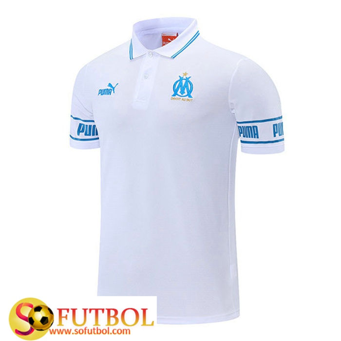 Camiseta Polo Futbol Marsella Azul/Blanca 2021/2022