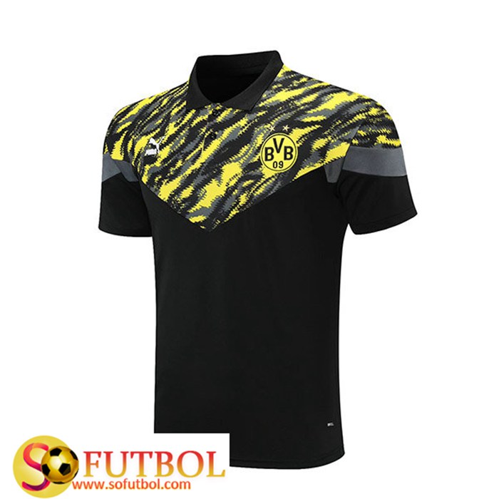Camiseta Polo Futbol Dortmund BVB Negro/Amarillo 2021/2022