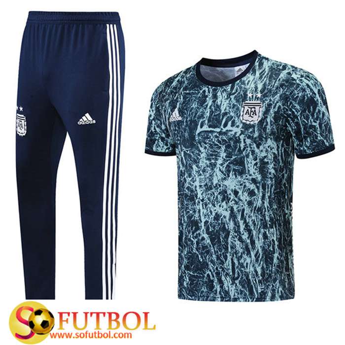 Camiseta Entrenamiento Argentina + Pantalones Negro/Azul 2021/2022