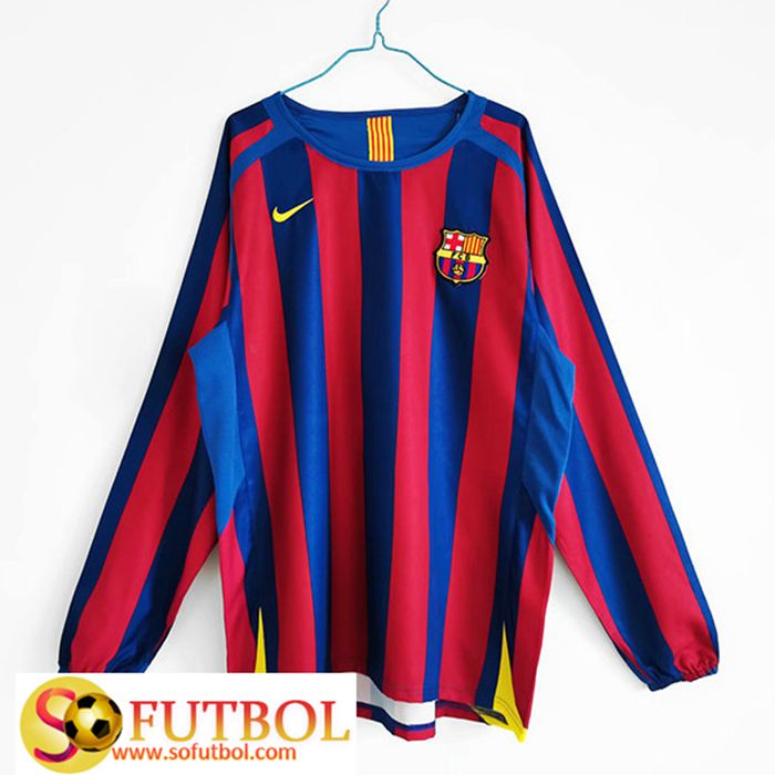 Imagenes De Camiseta FC Barcelona Retro Manga Larga 2005/2006 Baratas