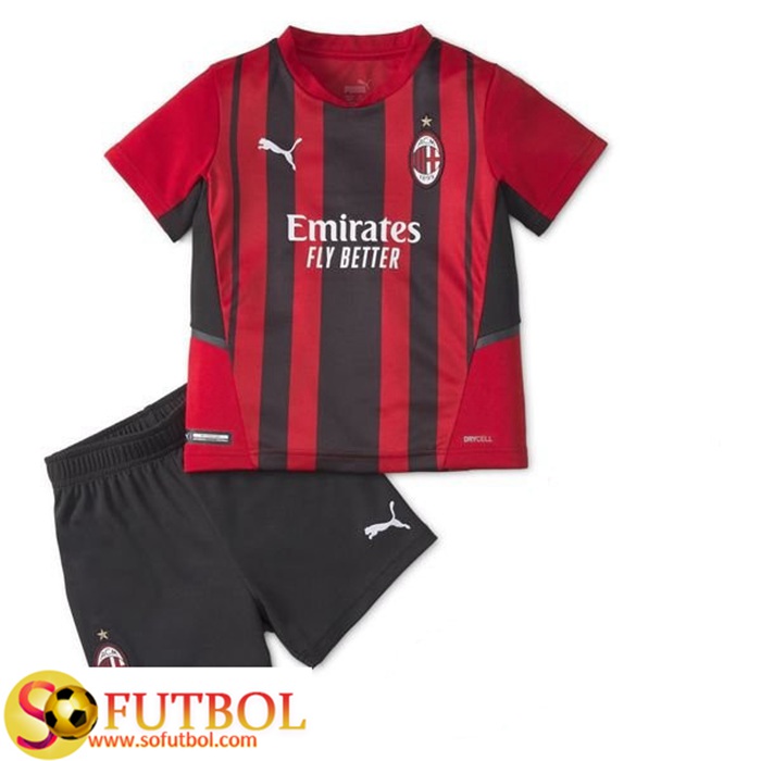 Camiseta Futbol AC Milan Niños Titular 2021/2022