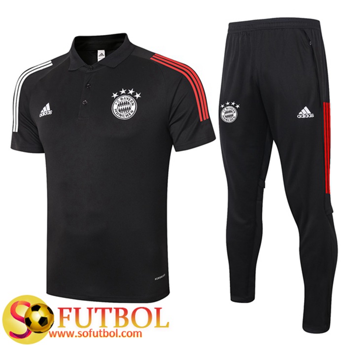 Polo Equipos De Futbol Bayern Munich + Pantalones Negro 2020/2021