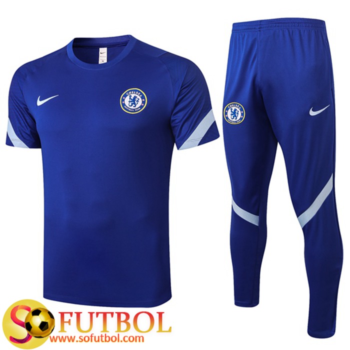 Camiseta Equipos Entrenamiento FC Chelsea + Pantalones Azul 2020/2021