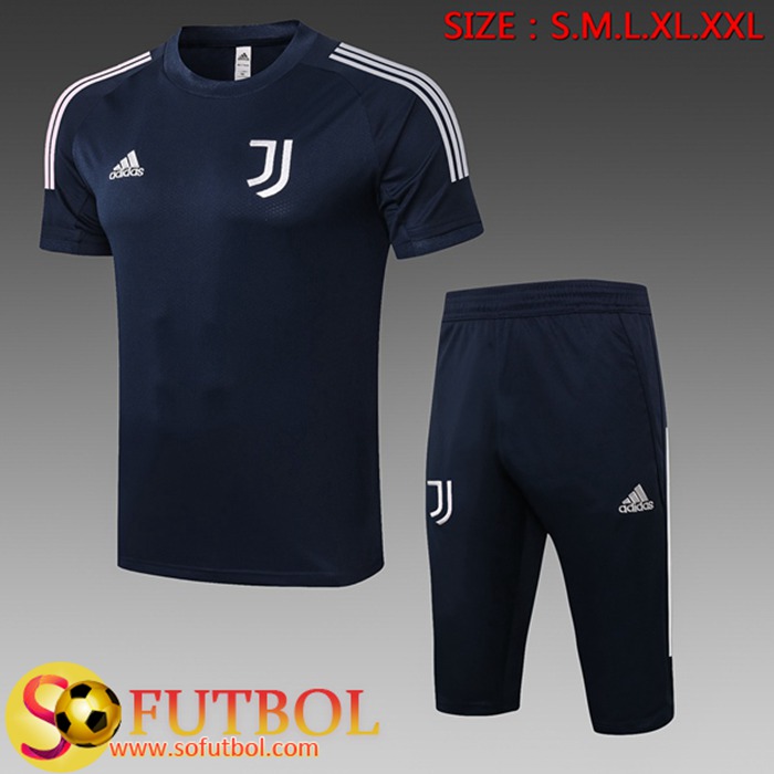 Camiseta Equipos Entrenamiento Juventus + Pantalones 3/4 Azul 2020/2021