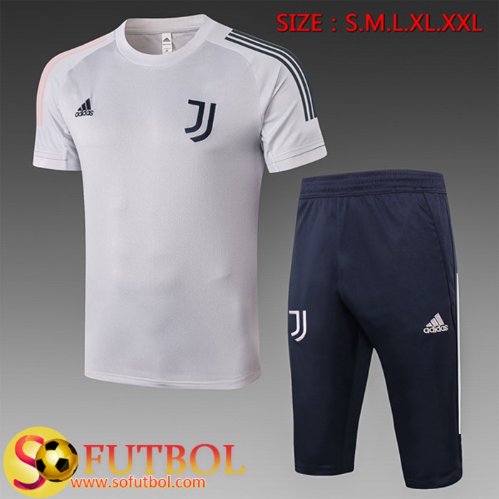 Camiseta Equipos Entrenamiento Juventus + Pantalones 3/4 Gris 2020/2021
