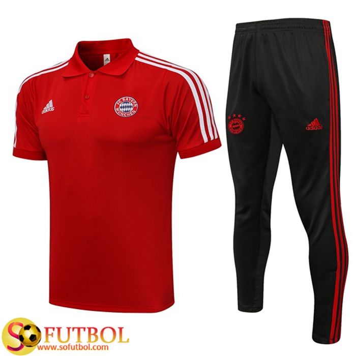 Camiseta Polo Bayern Munich + Pantalones Blanca/Rojo 2021/2022