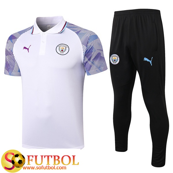 Camiseta Polo Futbol Manchester City + Pantalones Blanco/Violet 2020/2021