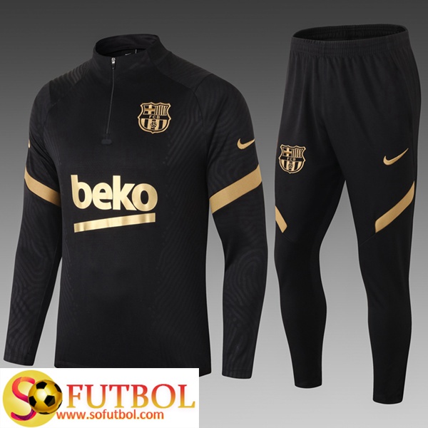 Chandal Futbol FC Barcelona Ninos Negro 2020/21 / Sudadera y Pantalon Entrenamiento