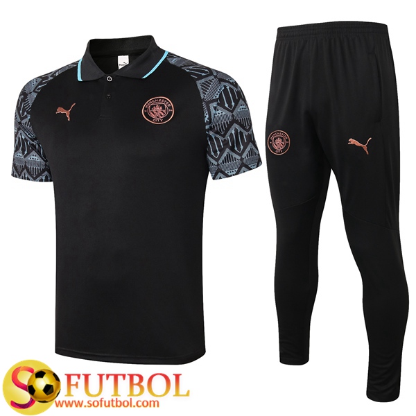 Camiseta Polo Futbol Manchester City + Pantalones Negro 2020/2021