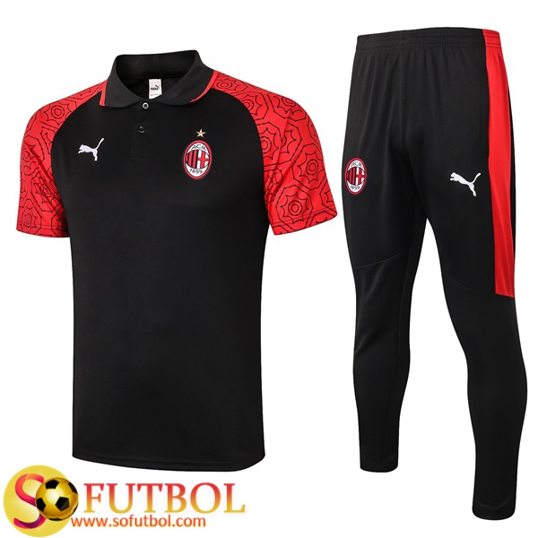 Camiseta Polo Futbol Milan AC + Pantalones Roja 2020/2021