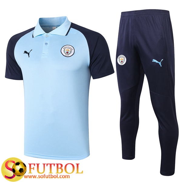 Camiseta Polo Futbol Manchester City + Pantalones Azul 2020/2021