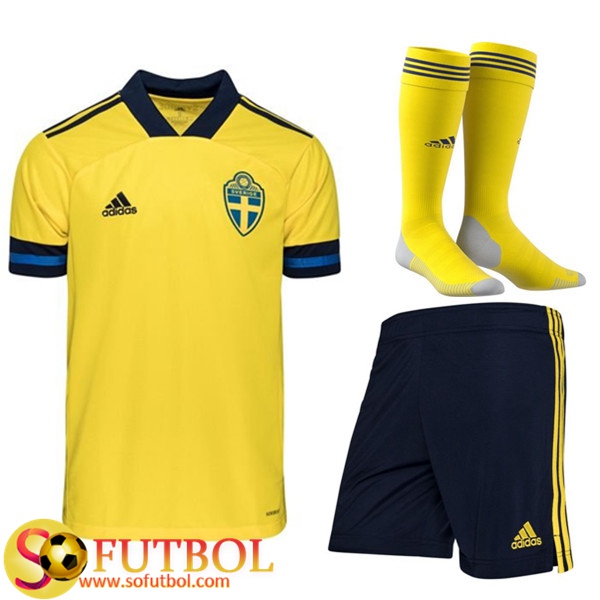 Traje Camisetas Futbol Suecia Primera (Cortos+Calcetines) UEFA Euro 2020
