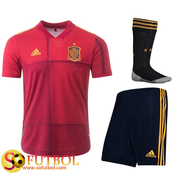 Traje Camisetas Futbol España Primera (Cortos+Calcetines) UEFA Euro 2020