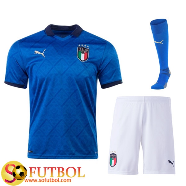 Traje Camisetas Futbol Italia Primera (Cortos+Calcetines) UEFA Euro 2020