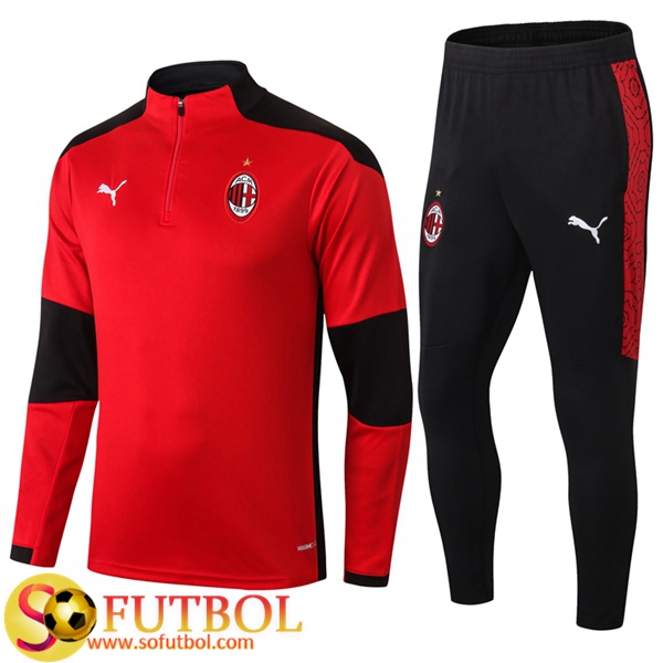 Chandal Futbol Milan AC Roja 2020/2021 / Sudadera y Pantalon Entrenamiento