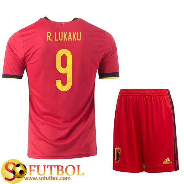 Camisetas Futbol UEFA Euro 2020 Belgica (R.Lukaku 9) Ninos Primera