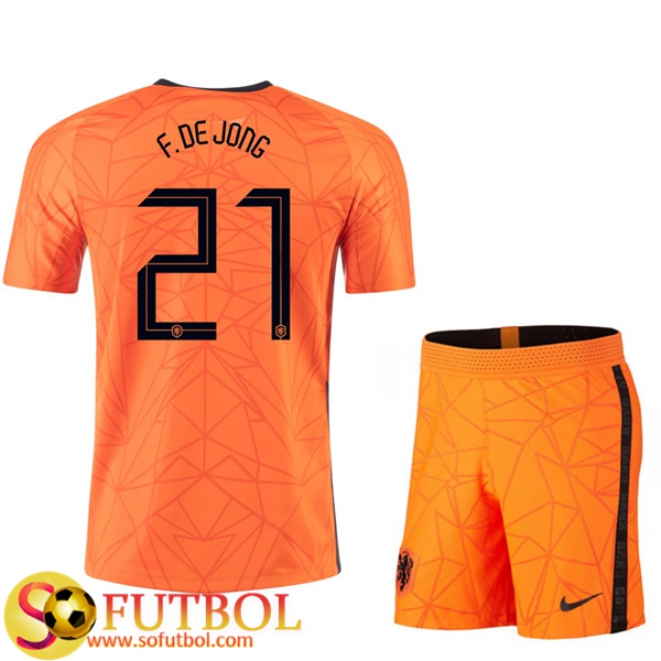 Camisetas Futbol UEFA Euro 2020 Países Bajos (F.DE JONG 21) Ninos Primera