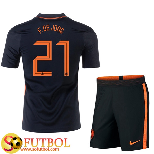Camisetas Futbol UEFA Euro 2020 Países Bajos (F.DE JONG 21) Ninos Segunda