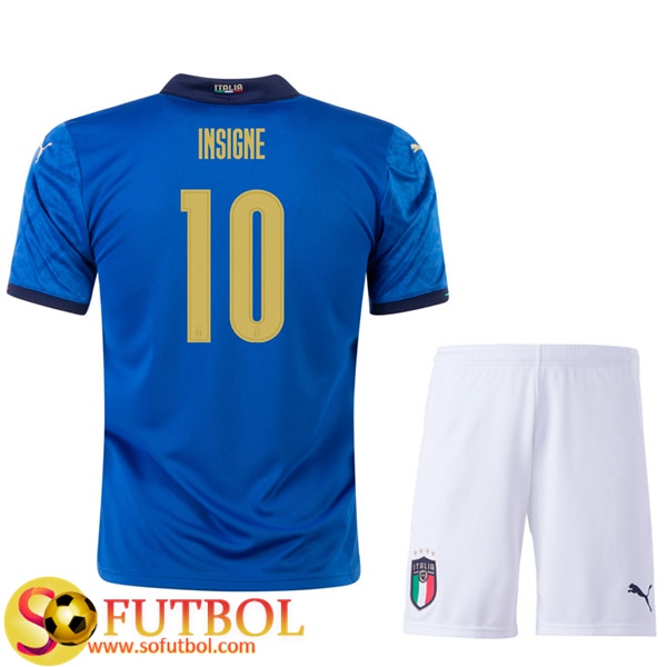 Camisetas Futbol UEFA Euro 2020 Italia (INSIGNE 10) Ninos Primera