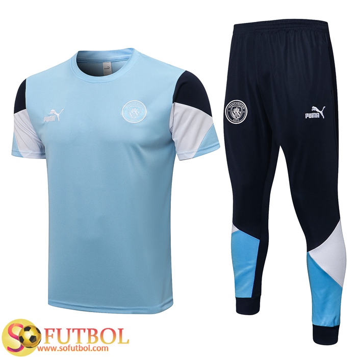 Camiseta Entrenamiento Manchester City + Pantalones Azul/Negro/Blanca 2021/2022