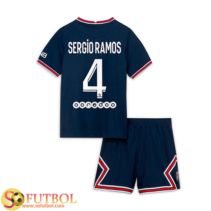 Camiseta Futbol Jordan PSG (Sergio Ramos 4) Ninos Titular 2021/2022