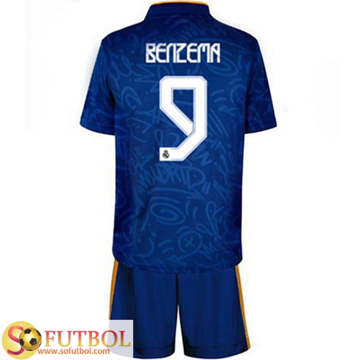 Camiseta Futbol Real Madrid (Benzema 9) Ninos Alternativo 2021/2022