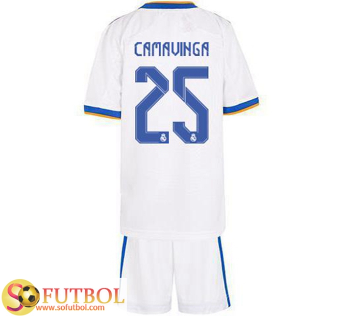 Camiseta Futbol Real Madrid (Camavinga 25) Ninos Titular 2021/2022