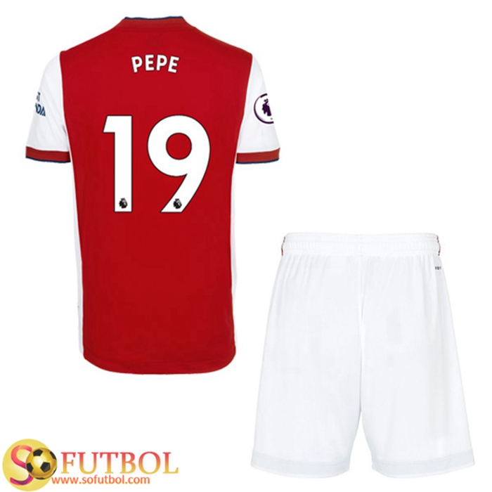 Camiseta Futbol FC Arsenal (Nicolas Pepe 19) Ninos Titular 2021/2022