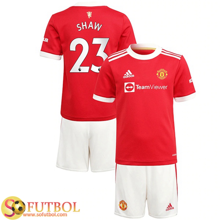 Camiseta Futbol Manchester United (Shaw 23) Ninos Titular 2021/2022
