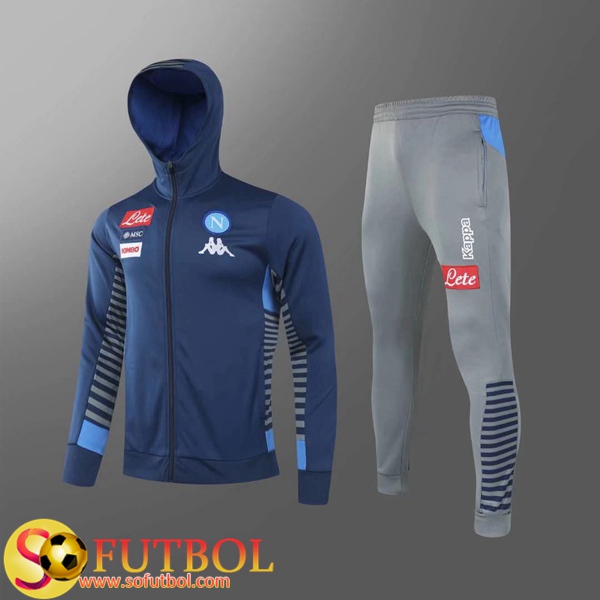 Chandal Futbol SSC Napoli Azul 2020/2021 Chaqueta con capucha y Pantalon Entrenamiento