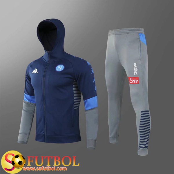 Chandal Futbol SSC Napoli Azul 2020/2021 Chaqueta con capucha y Pantalon Entrenamiento