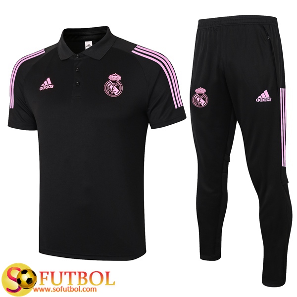 Polo Futbol Real Madrid + Pantalones Negro 2020/2021