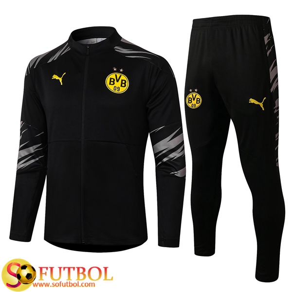 Chandal Futbol Dortmund BVB Negro 2020/2021 Chaqueta y Pantalon Entrenamiento