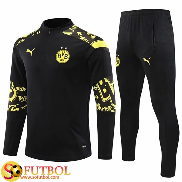Chandal Futbol Dortmund BVB Negro 2020/2021 / Sudadera y Pantalon Entrenamiento
