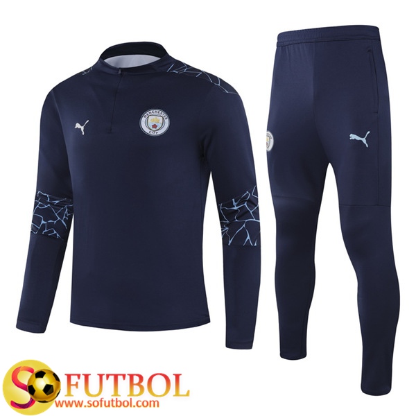 Chandal Futbol Manchester City Ninos Azul Marin 2020/2021 / Sudadera y Pantalon Entrenamiento