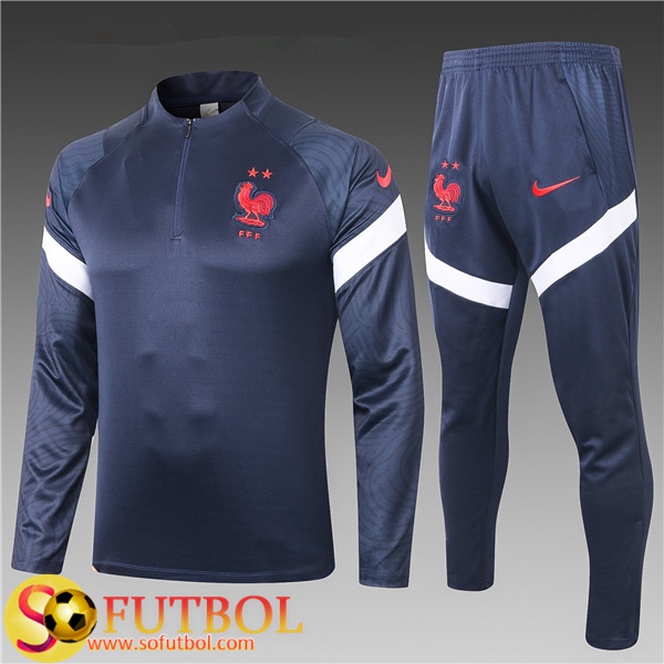 Chandal Futbol Francia Ninos Azul Marin 2020/2021 / Sudadera y Pantalon Entrenamiento