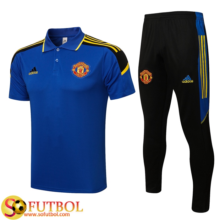 Camiseta Polo Manchester United + Pantalones Azul/Negro 2021/2022 -01