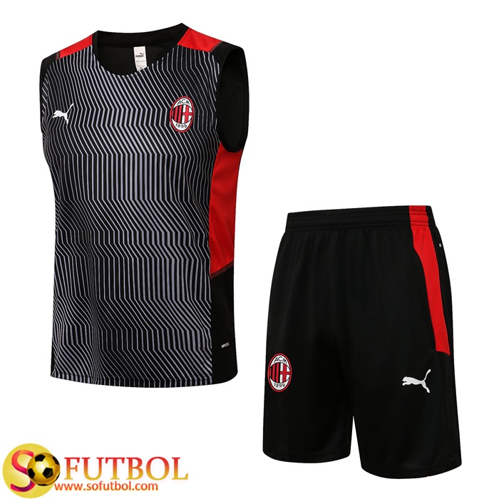 Camiseta Entrenamiento sin mangas AC Milan + Cortos Rojo/Blanca 2021/2022