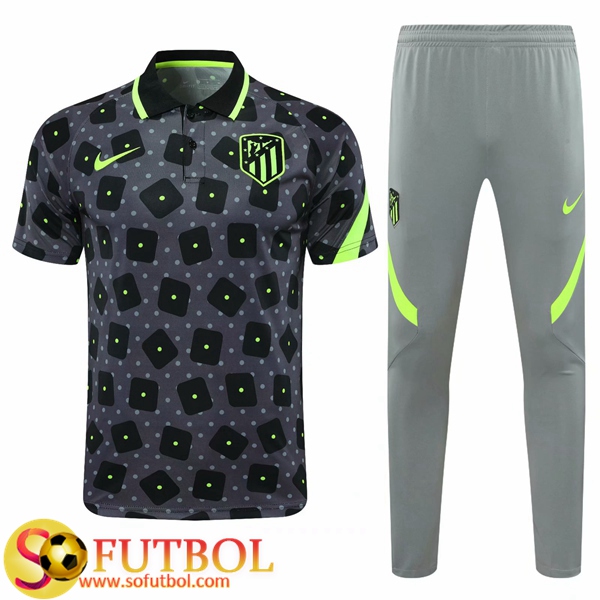 Polo Futbol Paris Atletico Madrid + Pantalones Negro/Volt 2020/2021