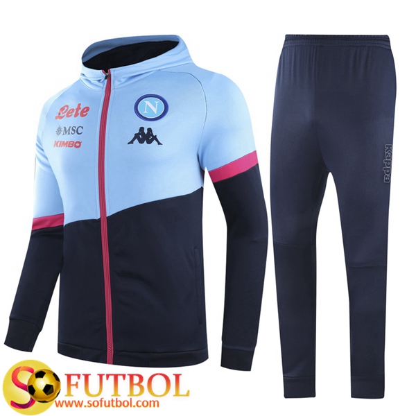 Chandal Futbol SSC Napoles Azul/Negro 2020/2021 Chaqueta con capucha y Pantalon Entrenamiento
