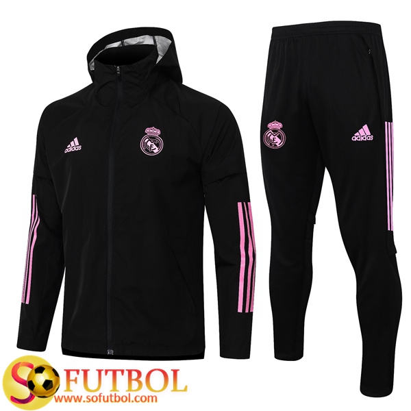 Chandal Futbol Real Madrid Negro/Rosa 2020/2021 Chaqueta Rompevientos y Pantalon Entrenamiento