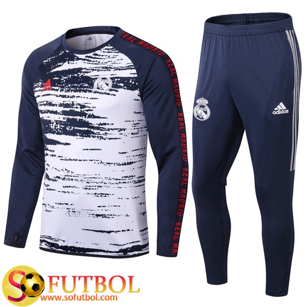 AAA + calidad | Chandal Futbol Real Madrid Ninos Azul/Blanco 2020 21 / Sudadera y Pantalon Entrenamiento