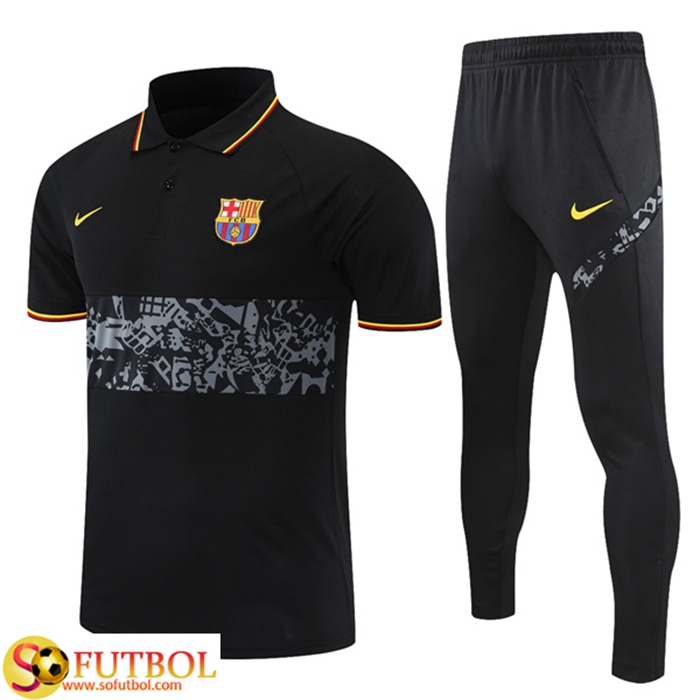 Camiseta Polo FC Barcelona + Pantalones Negro/Gris 2021/2022