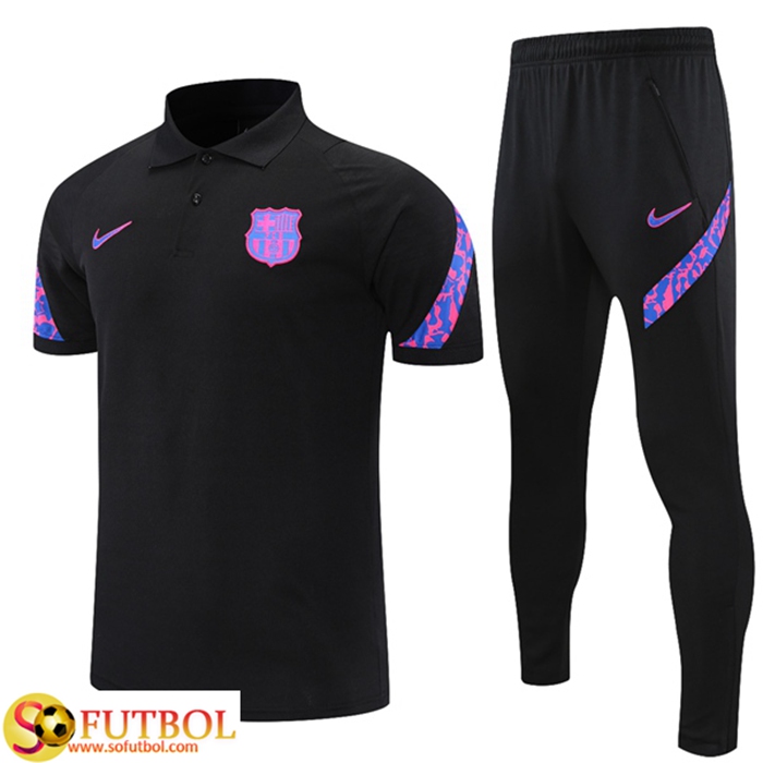 Camiseta Polo FC Barcelona + Pantalones Negro/Purpura 2021/2022